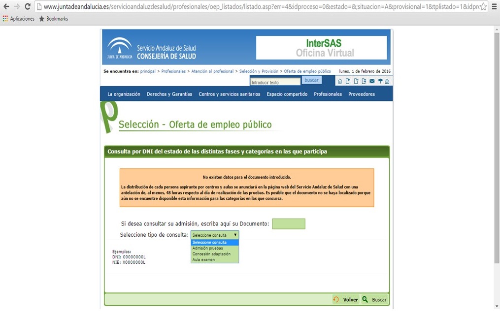 Consulta el aula asignada con tu DNI en la web del SAS