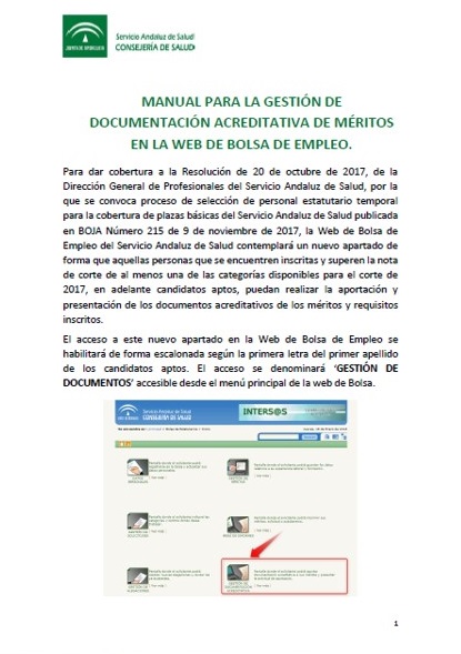 Manual para la gestión de documentación acreditativa de méritos en la web de Bolsa de Empleo del SAS.