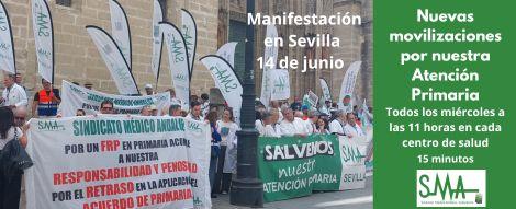 El SMA llama a movilizarse a los facultativos de Atención Primaria. Todos los miércoles de 11 a 11,15 horas en cada centro de salud de Andalucía. 14 de junio manifestación en Sevilla