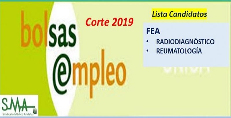 Bolsa. Listas definitivas de candidatos (corte 2019) de FEA de Radiodiagnóstico y Reumatología.