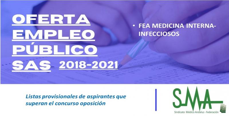 OEP 2018-2021. Primeras listas provisionales de aspirantes que superan el concurso-oposición de FEA Medicina Interna-Infecciosos