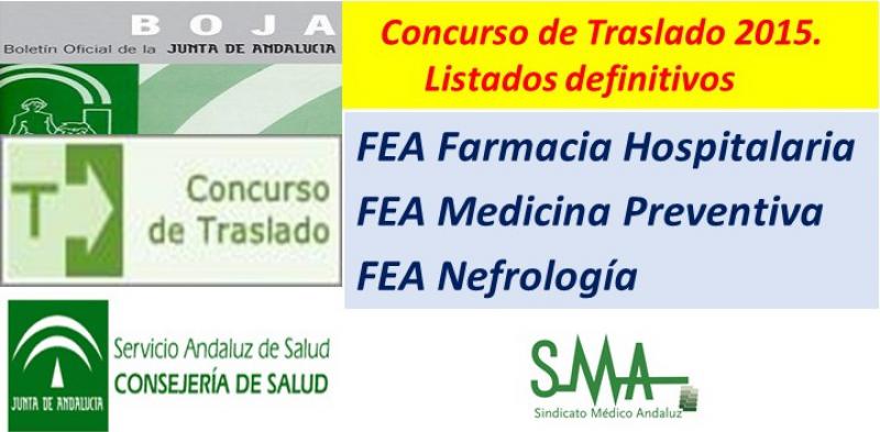 Publicado en Boja la Resolución con los listados definitivos del C. de Traslado de FEA: Farmacia Hospitalaria, Medicina Preventiva y Nefrología.