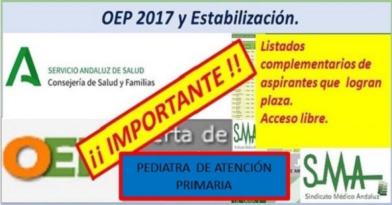 Nuevo nombramiento de la OEP 16-17-Estabilización de las plazas no cubiertas de Pediatra de Atención Primaria.