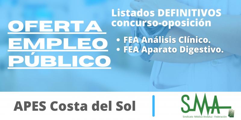 OPE 2018 - 2021: Lista definitiva de personas aspirantes que han superado el concurso-oposición de FEA Análisis Clínico y Aparato Digestivo