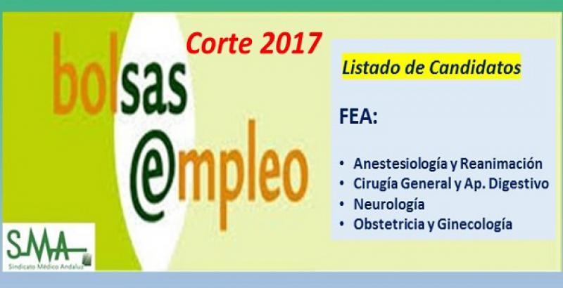 Bolsa. Publicación del listado definitivo de candidatos (corte 2017) de FEA de Anestesia, Cirugía General, Neurología y Ginecología.