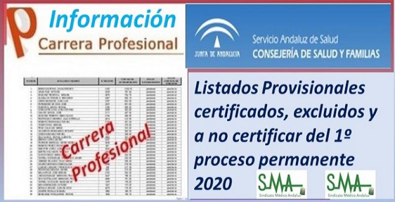 Carrera Profesional: Listados provisionales de profesionales certificados y excluidos del Primer Proceso de Certificación de 2020.