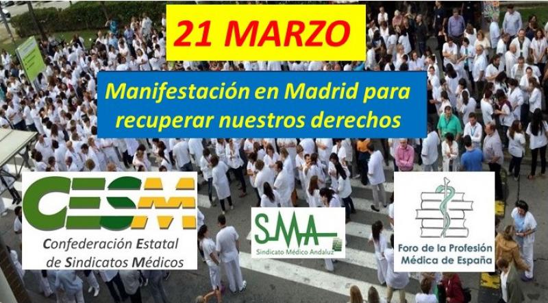 21 Marzo: fecha de la manifestación para recuperar el poder adquisitivo de los médicos y otros derechos perdidos.