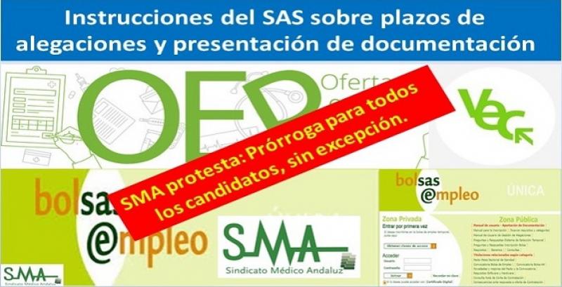 Escrito de protesta del SMA al Servicio Andaluz de Salud para la prórroga de plazos administrativos de todos los candidatos, sin excepción.