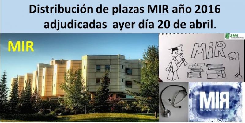 Distribución de plazas MIR año 2016 adjudicadas ayer día 20 de abril.