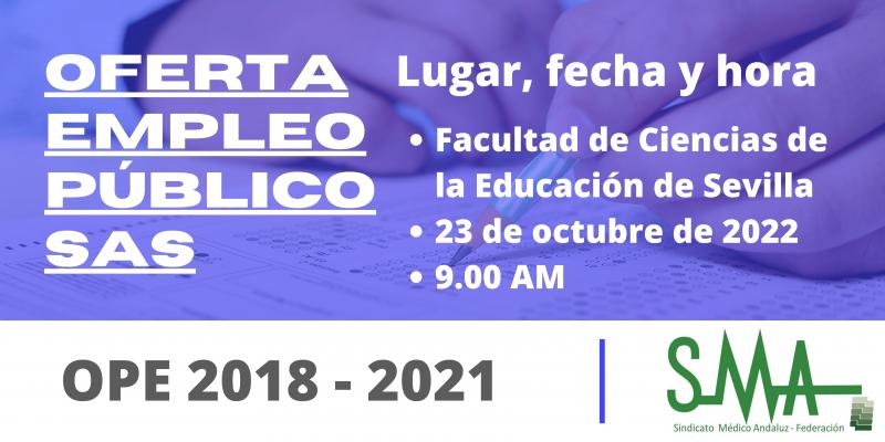 Lugar, fecha y hora de celebración de los exámenes previstos el próximo 23 de octubre de 2022