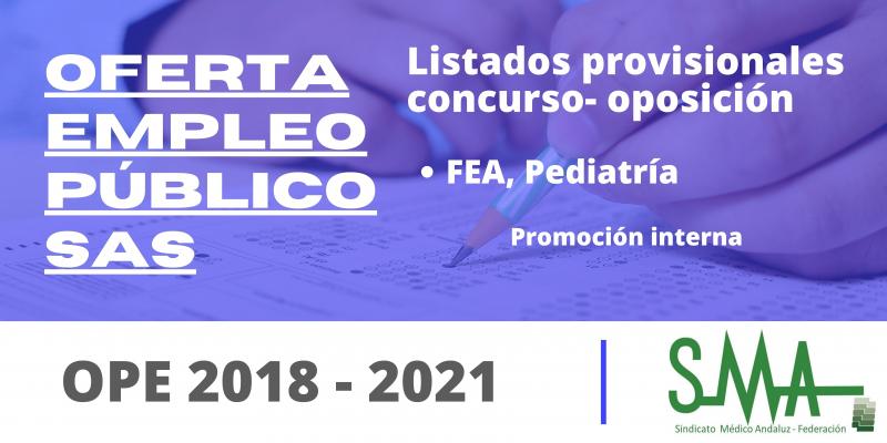 Aspirantes que superan de forma provisional el concurso-oposición por el sistema de acceso de promoción interna de FEA, Pediatría
