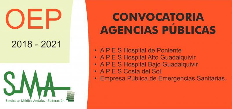 Publicadas en el Boja las convocatorias específicas de la OEP 2018-2021 de determinadas especialidades de FEA  acceso libre y promoción interna en la Agencias Públicas Empresariales Sanitarias