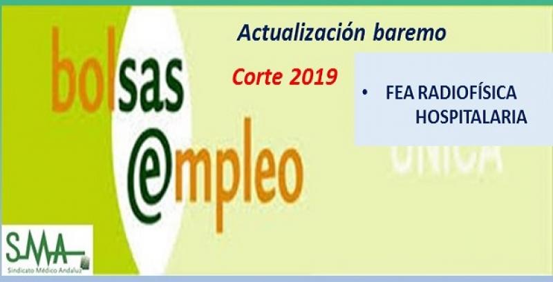 Bolsa. Publicación de listas de aspirantes con actualización del baremo de méritos (corte 2019) de FEA de Radiofísica Hospitalaria.