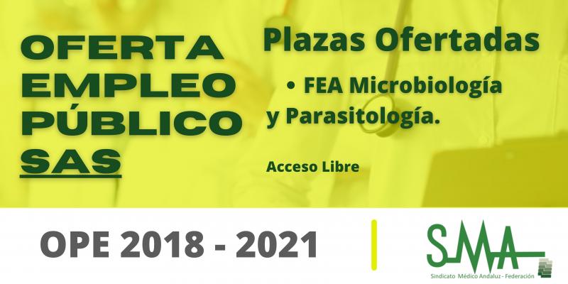 OPE 2018 - 2021: Aprobada la relación de plazas que se ofertan en el concurso-oposición por el sistema de acceso libre de FEA Microbiología y Parasitología