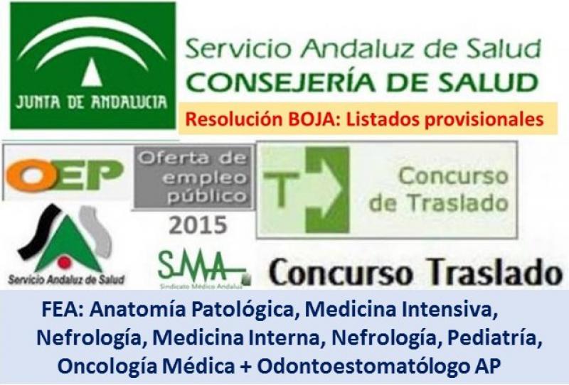 Publicado en el BOJA una resolución del Concurso de Traslado OPE 2013-2015 con listados provisionales de 7 especialidades médicas.