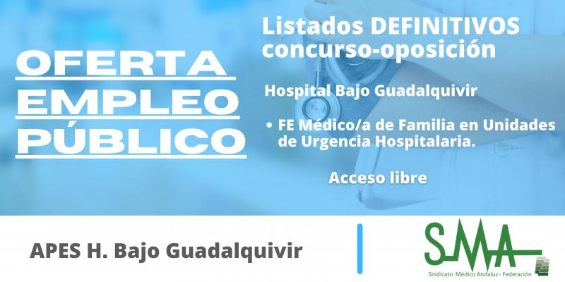 APES Bajo Guadalquivir: Lista definitiva de personas aspirantes que han superado el concurso-oposición por el sistema de acceso libre de FE Médico/a de Familia en Unidades de Urgencia Hospitalaria