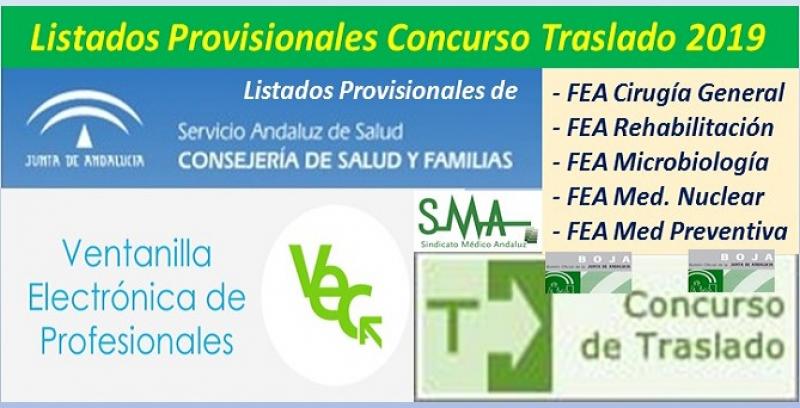 Publicadas en el BOJA resoluciones del Concurso de Traslado 2019 con listados provisionales de FEA Cirugía General, Rehabilitación, Microbiología, Medicina Preventiva y Medicina Nuclear.