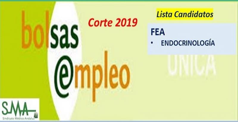 Bolsa. Listas definitivas de candidatos (corte 2019) de FEA de Endocrinología.