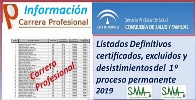 Carrera Profesional: Listados definitivos de profesionales certificados y excluidos del Primer Proceso de certificación de 2019.