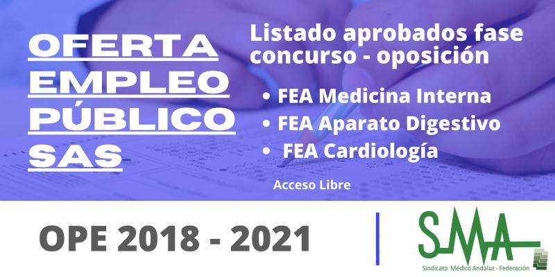 Listado de aspirantes que superan la fase de concurso oposición de FEA Medicina Interna, Aparato Digestivo y Cardiología