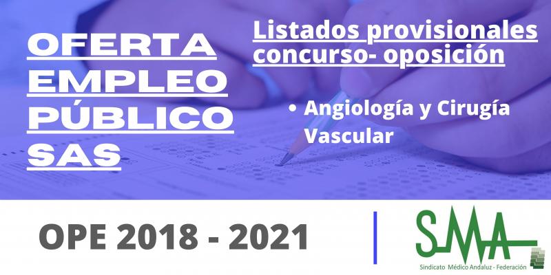 OPE 2018 - 2021: Listas provisionales de personas aspirantes que han superado el concurso-oposición por el sistema de acceso libre de FEA Angiología y Cirugía Vascular