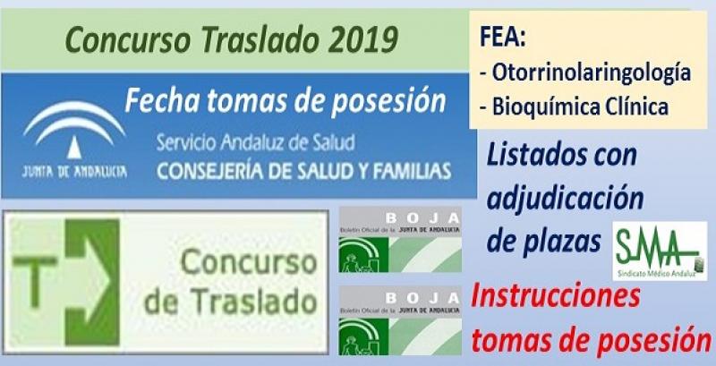 Concurso de Traslados 2019. Publicado en el Boja la resolución definitiva con el listado de FEA de Otorrinolaringología y Bioquímica Clínica y la fecha de toma de posesión.