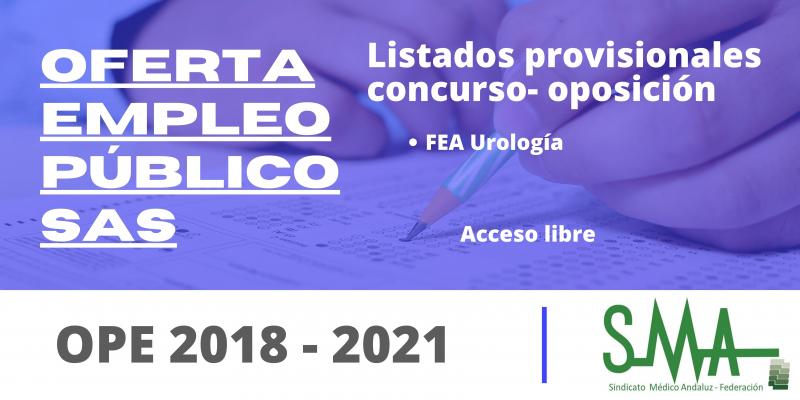Listas provisionales de personas aspirantes que han superado el concurso-oposición por el sistema de acceso libre de FEA Urología