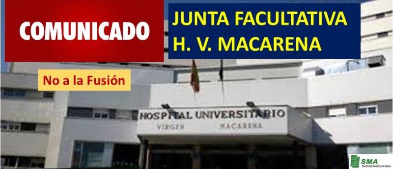 Comunicado de la Junta Facultativa del H. V. Macarena contra la fusión.
