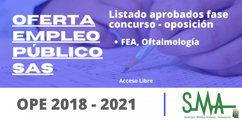 Aprobadas listas provisionales de  aspirantes q superan el concurso-oposición de FEA, especialidad Oftalmología