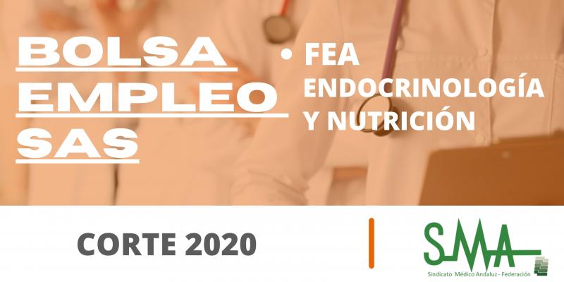 Bolsa. Publicación de listas de aspirantes con actualización del baremo de méritos (corte 2020) de FEA Endocrinología y Nutrición