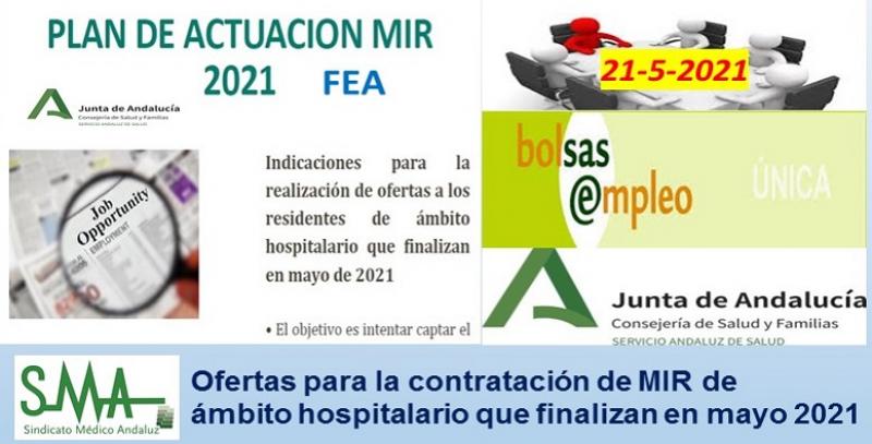 Plan de Actuación MIR 2021 para FEA. Ofertas a residentes de ámbito hospitalario que finalizan el MIR.