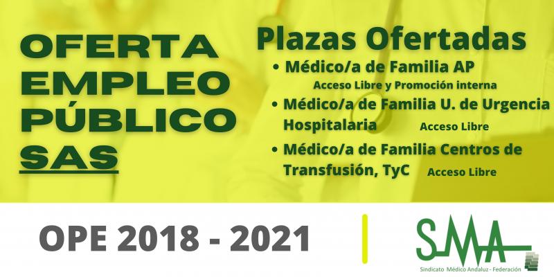 OPE 2018-2021: Aprobada la relación de plazas que se ofertan en el concurso-oposición de Médico/a de Familia en Atención Primaria (AL y PI), en Unidades de Urgencia Hospitalaria (AL) y en Centros de Transfusión TyC (AL)