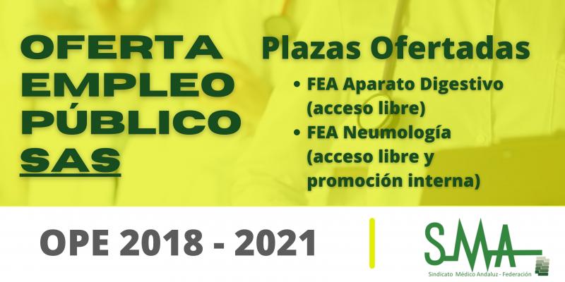 OPE 2018 - 2021: Aprobada la relación de plazas que se ofertan conforme a la distribución por centros de destino en el concurso-oposición de FEA Aparato Digestivo y FEA Neumología