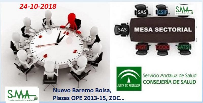 Informe de mesa sectorial. 24 de octubre de 2018. Nuevo baremo Bolsa, VEC, Plazas OPE 2013-15...