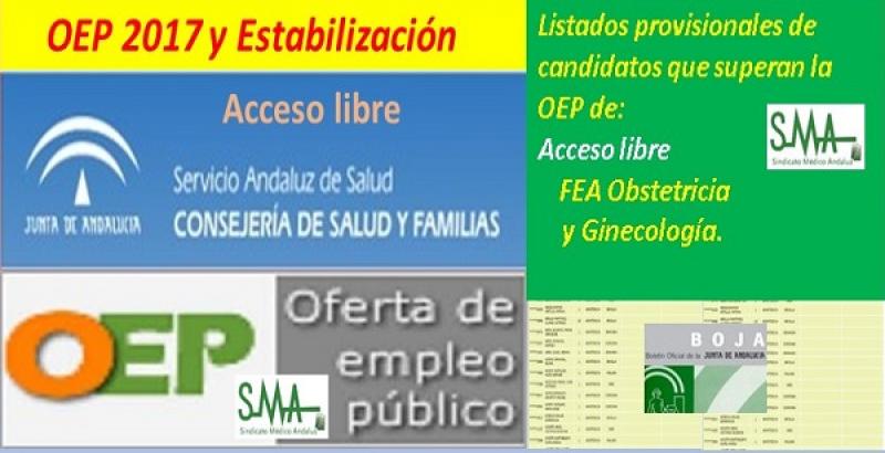 OEP 2017-Estabilización. Listado provisional de personas que superan el concurso-oposición de FEA Obstetricia y Ginecología, acceso libre.