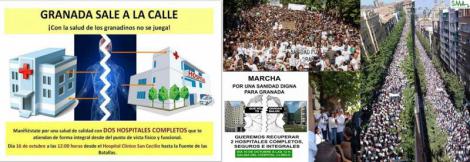 Miles de personas salen a la calle para exigir dos hospitales completos en Granada.