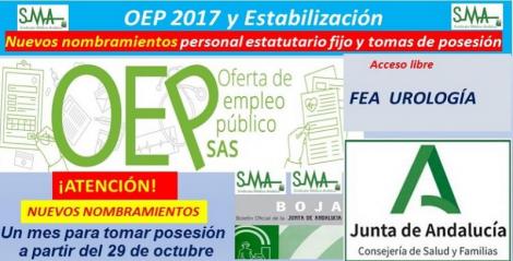 Nuevos nombramientos de la OEP 2017-Estabilización de las plazas no cubiertas, FEA Urología.