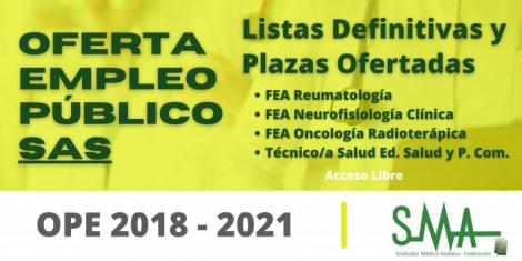 OPE 2018-2021: Listas definitivas de personas aspirantes que han superado el concurso-oposición de distintas categorías y la relación de plazas que se ofertan