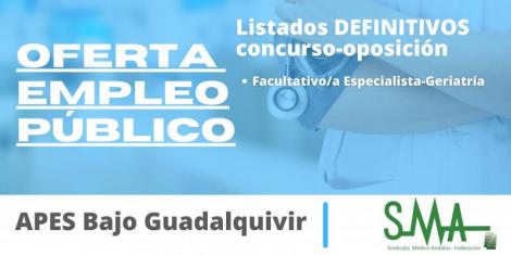 APES Bajo Guadalquivir: Lista definitiva de personas aspirantes que han superado el concurso-oposición por el sistema de acceso libre de FE Geriatría