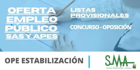 OPE Estabilización: Listas provisionales de admitidos de las pruebas de concurso-oposición 