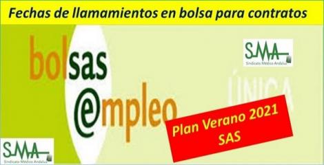 Fechas de llamamientos en Bolsa para el Plan de Vacaciones del SAS 2021.