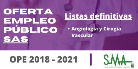OPE 2018 - 2021: Listas definitivas de personas aspirantes que han superado el concurso-oposición  de FEA Angiología y Cirugía Vascular