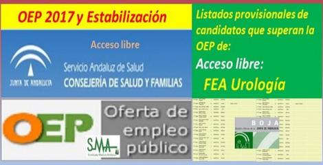 OEP 2017-Estabilización. Listado provisional de personas que superan el concurso-oposición de FEA de Urología (acceso libre).