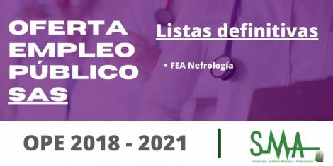 OPE 2018 - 2021: Listas definitivas de personas aspirantes que han superado el concurso-oposición de FEA Nefrología