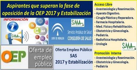 OEP 2017 y Estabilización. Listado de aspirantes que superan la fase de oposición de las pruebas selectivas por acceso libre y promoción interna de distintas especialidades de FEA.