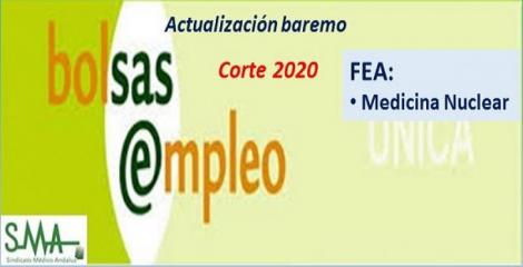 Bolsa. Publicación de listas de aspirantes con actualización del baremo de méritos (corte 2020) de FEA de Medicina Nuclear.