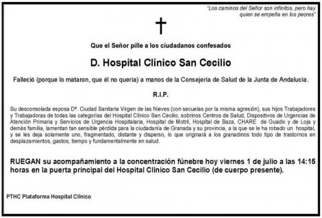 El SMA contra el cierre del Hospital San Cecilio.