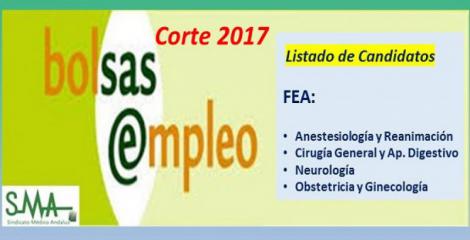 Bolsa. Publicación del listado definitivo de candidatos (corte 2017) de FEA de Anestesia, Cirugía General, Neurología y Ginecología.