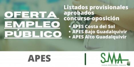 APES: Listas provisionales de personas aspirantes que aprueban el concurso - oposición de la APES Costal del Sol, Alto Guadalquivir y Bajo Guadalquivir