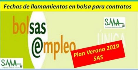 Fechas de llamamientos en Bolsa para el Plan de Vacaciones del SAS 2019.